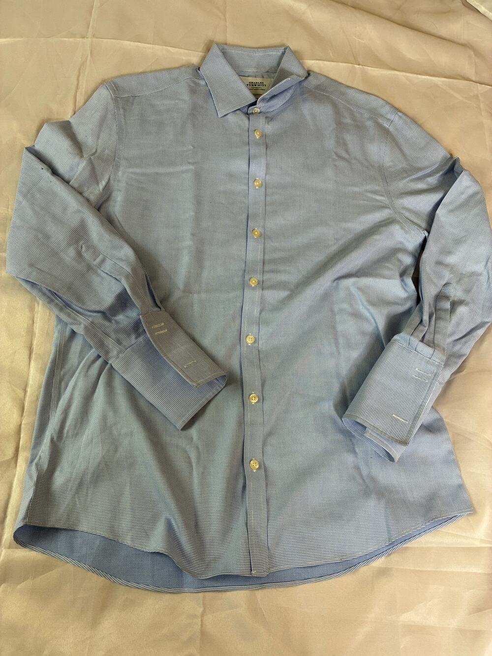 Charles Tyrwhitt Mens 16.5 33 Dress Shirt Blue Check Non Iron Extra Slim Fit